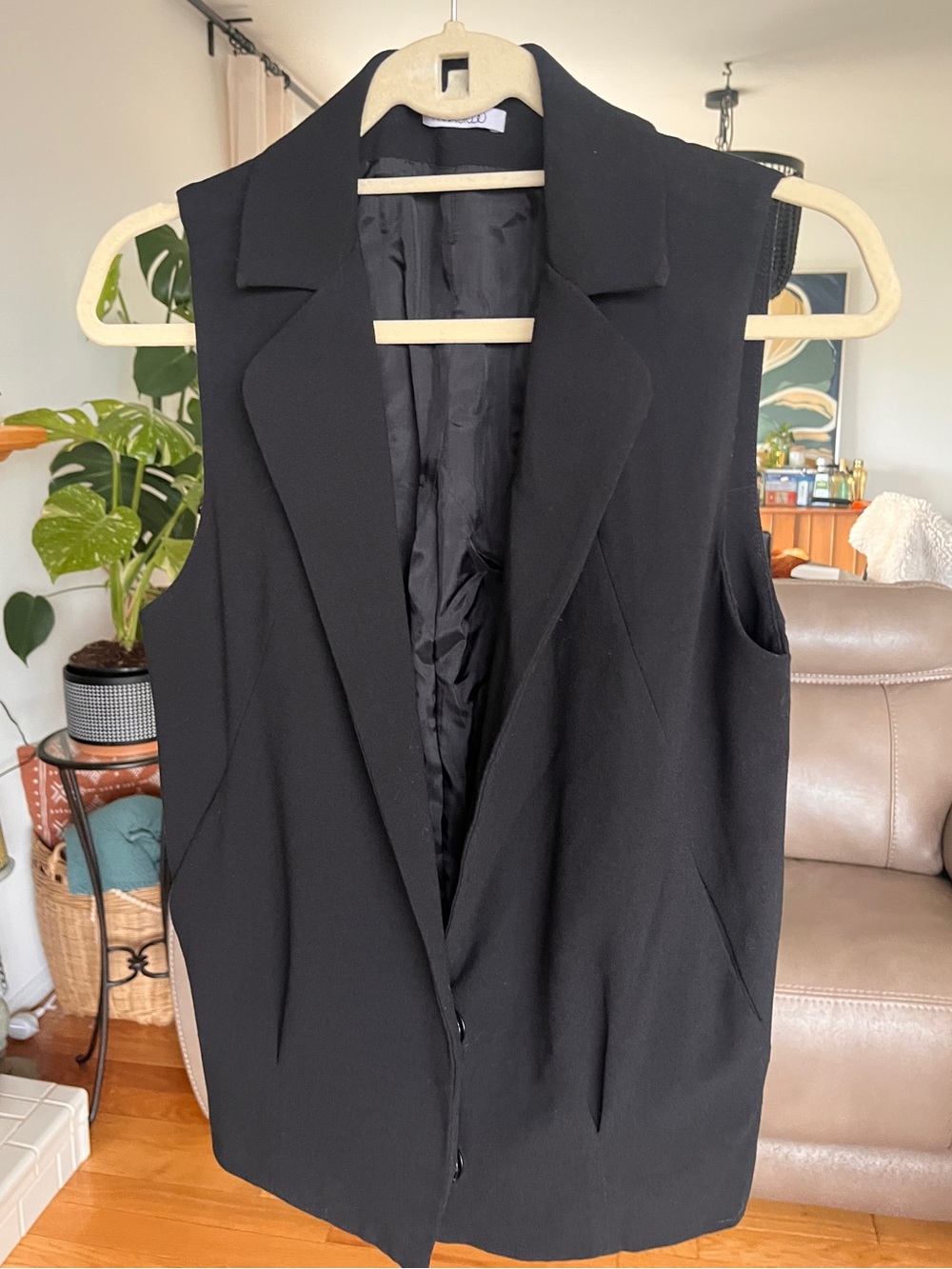 Vintage Anna Studio Longline Tailored Vest Size 38, Made in France